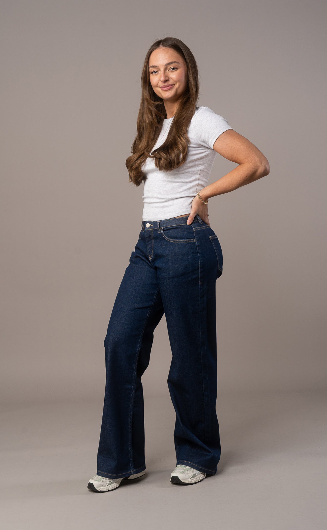 Womens Baggy Low Waisted Fitjeans - Dark Blue